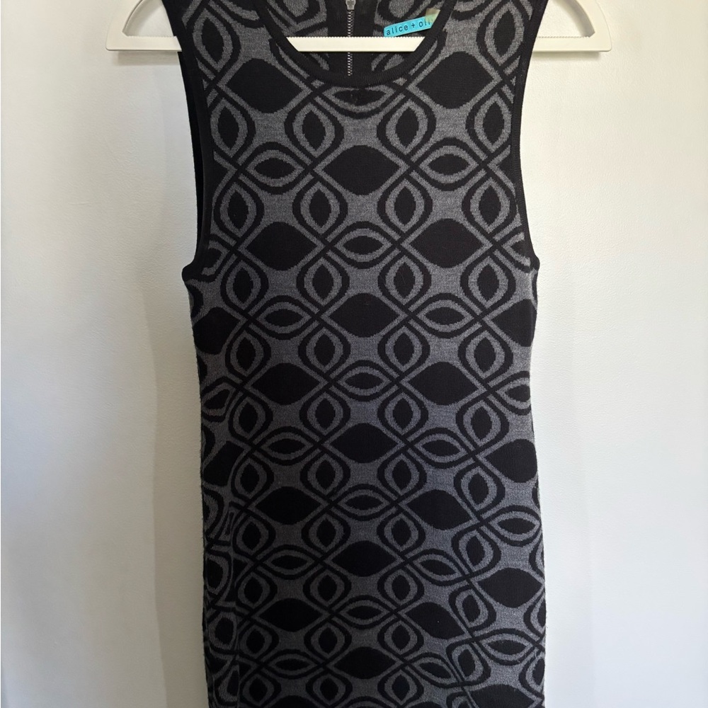 Alice + Olivia Black and Gray Knit Dress